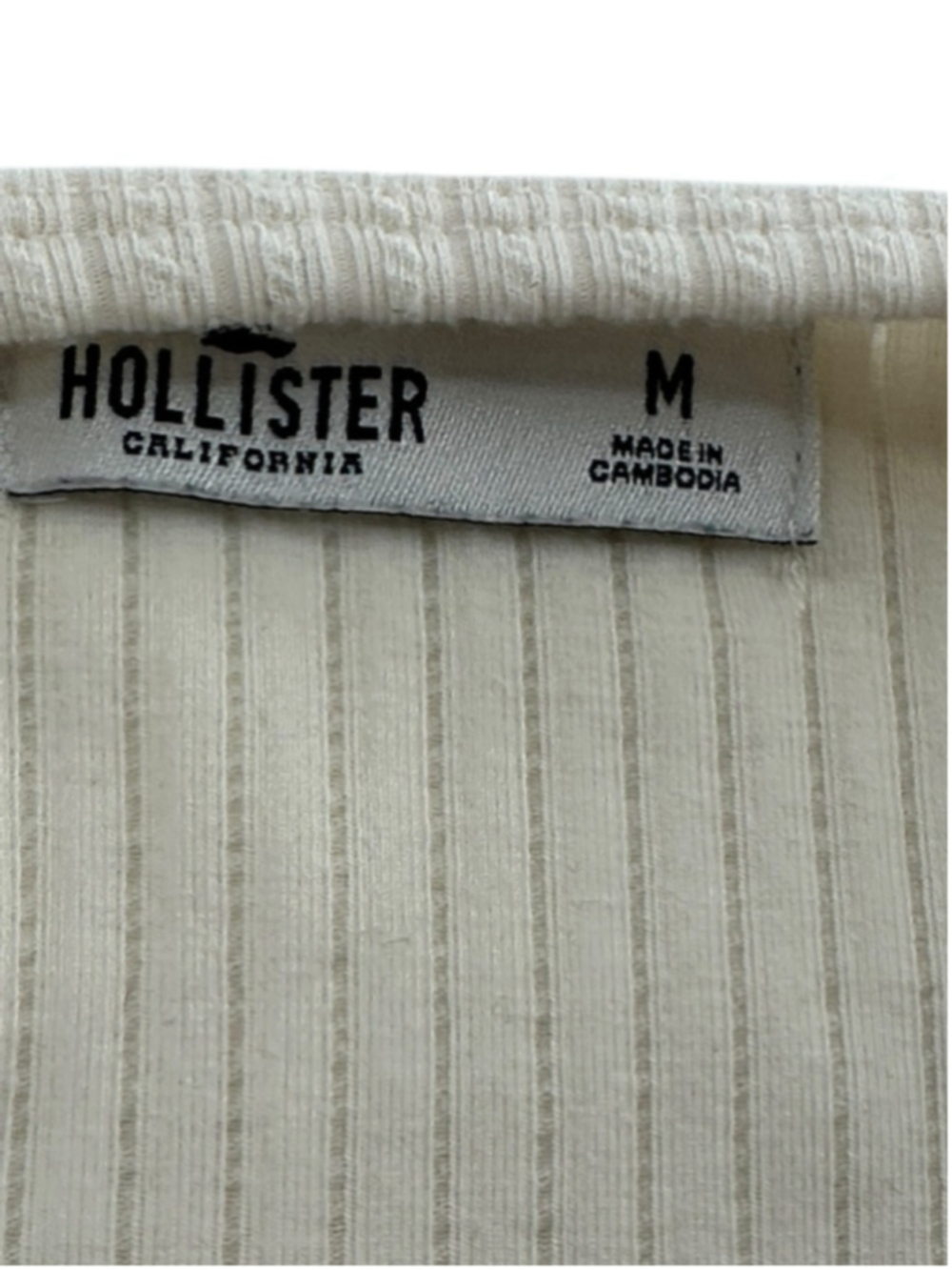 Hollister Cream Ribbed cardigan Long Sleeve y2k 90's sz m - Picture 6 of 6
